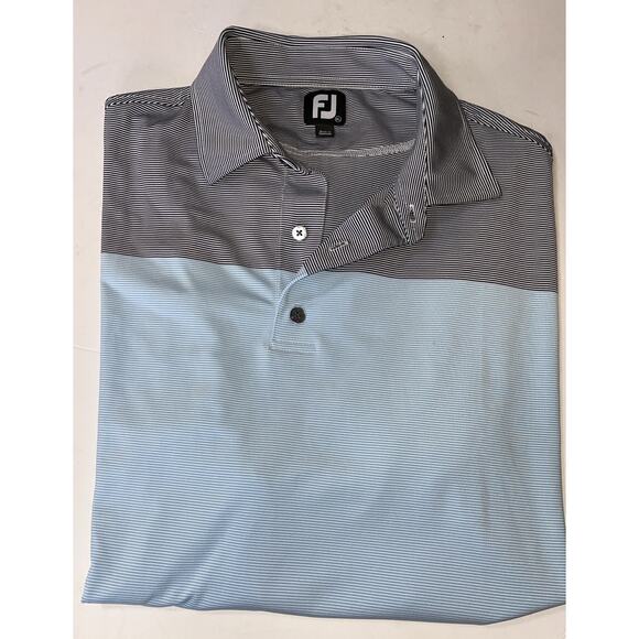 FJ Footjoy Men’s Two Tone‎ Blue Striped Short Sleeve Golf Polo XL - Picture 6 of 6
